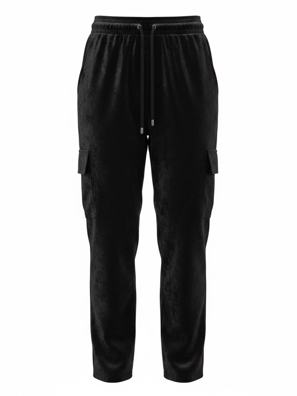 Black Cargo Velour Jogger Pants - Comfortable Everyday Wear